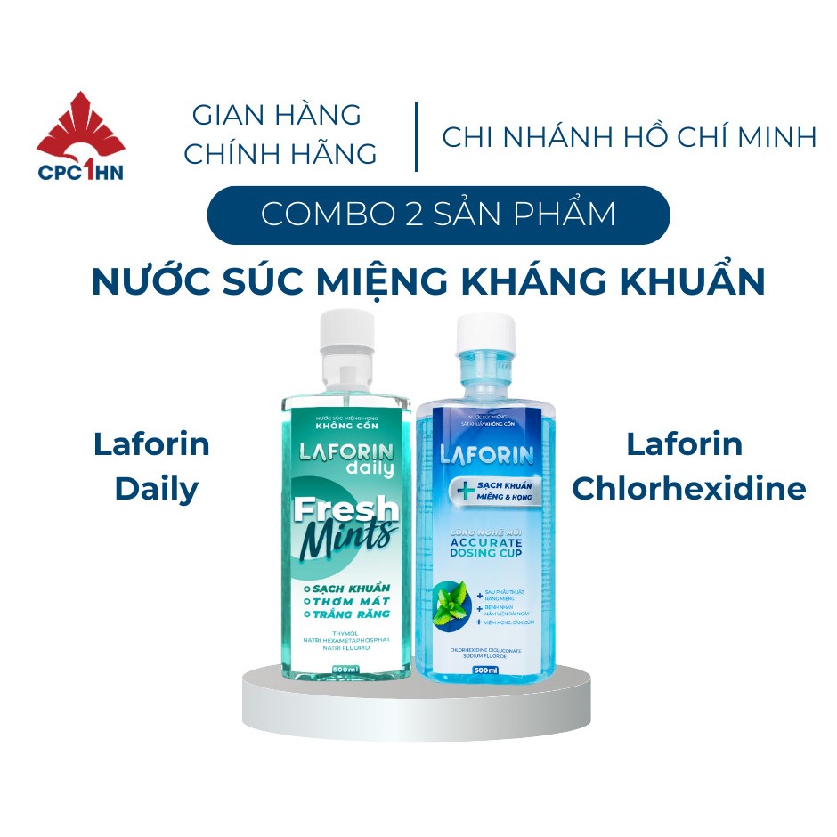 Combo 2 Nước Súc Miệng CPC1HN LAFORIN DAILY+LAFORIN CHLORHEXIDINE - Hỗ trợ làm sạch, sát khuẩn
