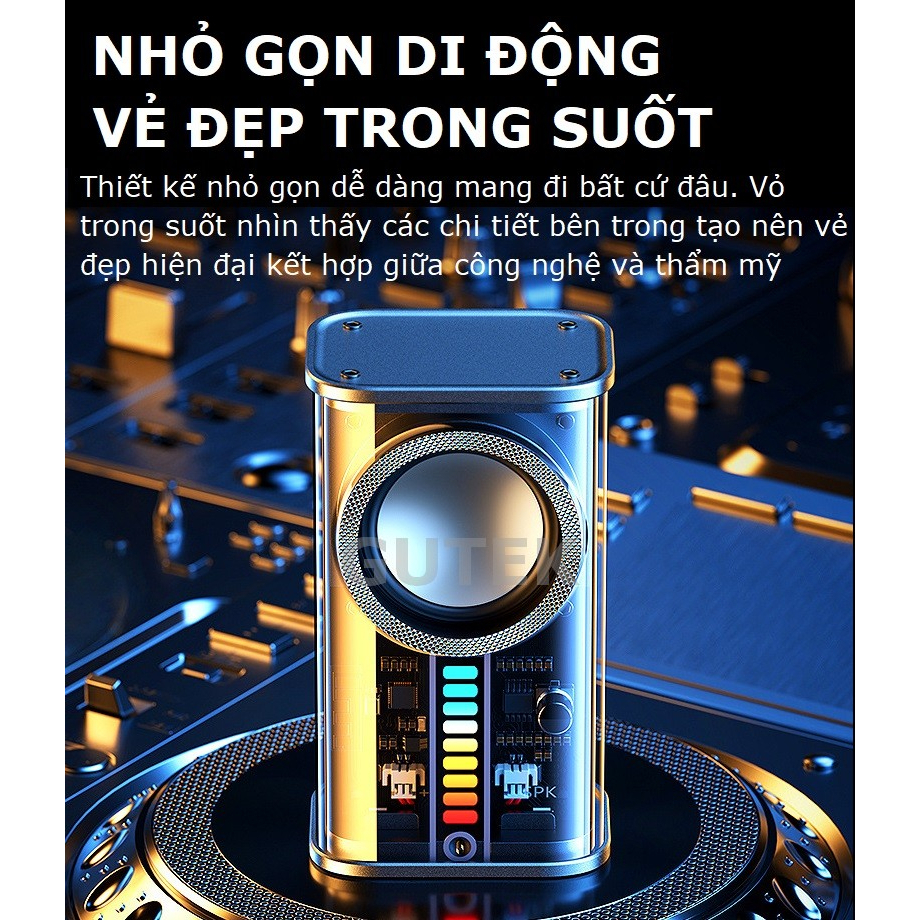 Loa bluetooth mini Gutek K07 bass rung công suất cao cực căng, đèn led nháy theo nhạc.