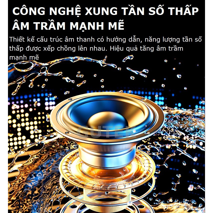Loa bluetooth mini Gutek K07 bass rung công suất cao cực căng, đèn led nháy theo nhạc.