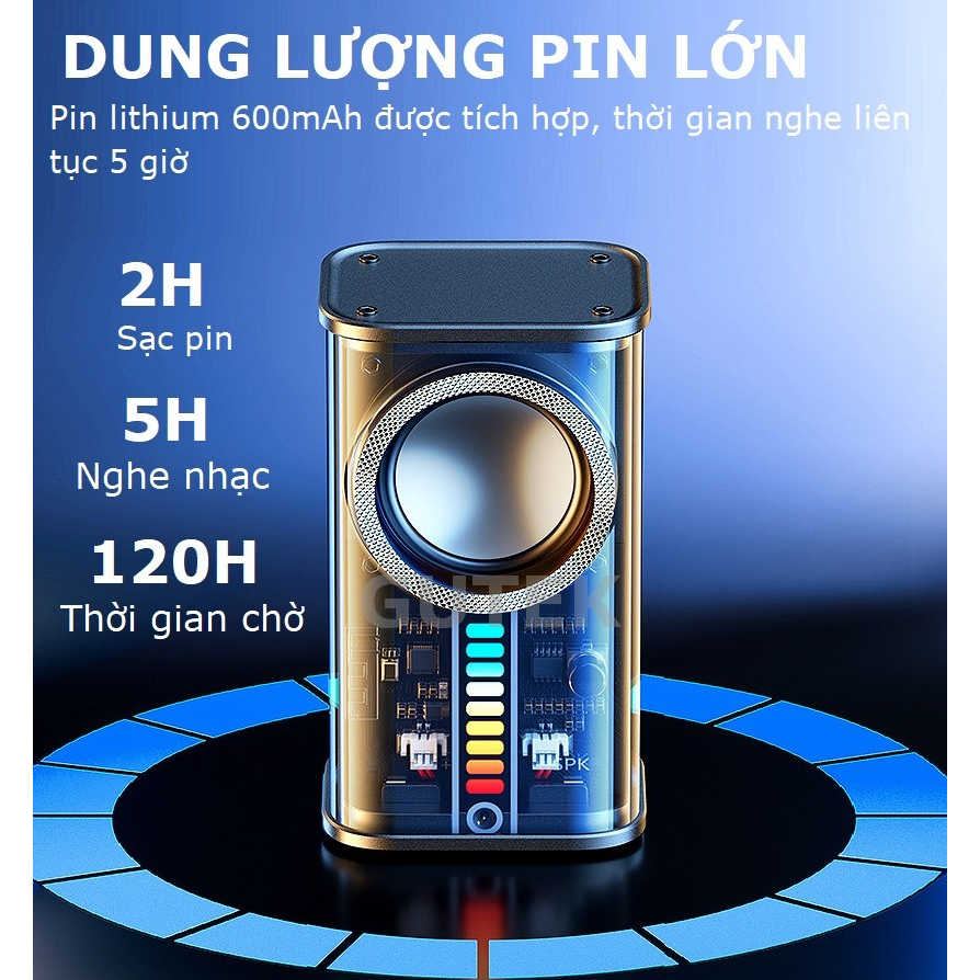 Loa bluetooth mini Gutek K07 bass rung công suất cao cực căng, đèn led nháy theo nhạc.