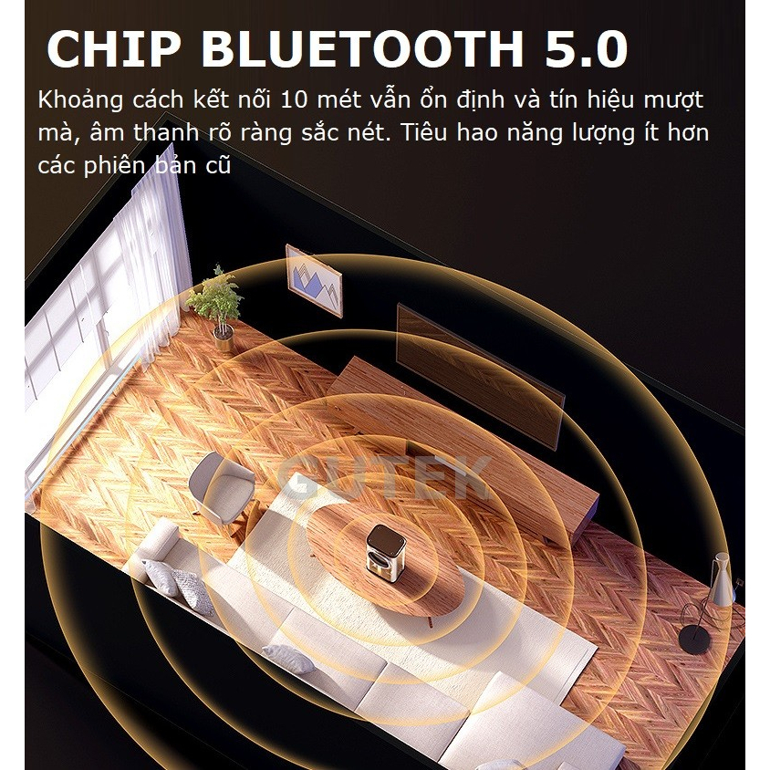 Loa bluetooth mini Gutek K07 bass rung công suất cao cực căng, đèn led nháy theo nhạc.