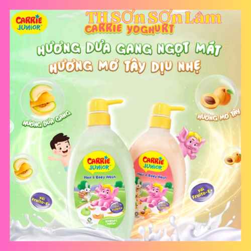 Chai Sữa Tắm Gội Carrie Junior Yoghurt Hương Melon , Hương Mơ Tây 700g