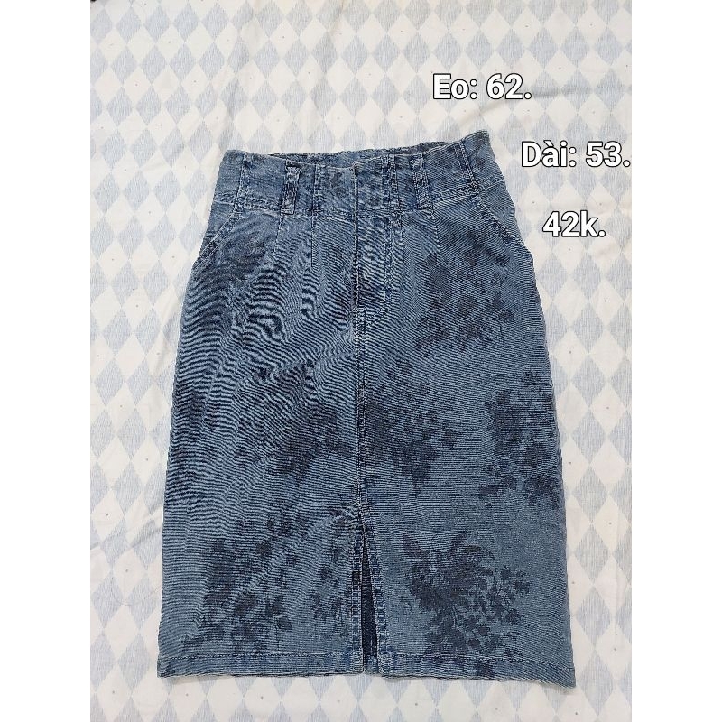 Chân váy Jean 2 eo 62cm.