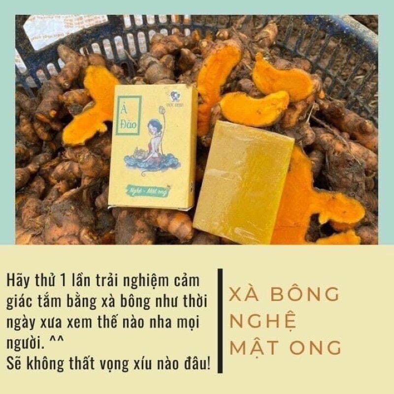 Xà Bông Nghệ mật ong xà bông trắng da mờ thâm giảm mụn xà bông 100gr