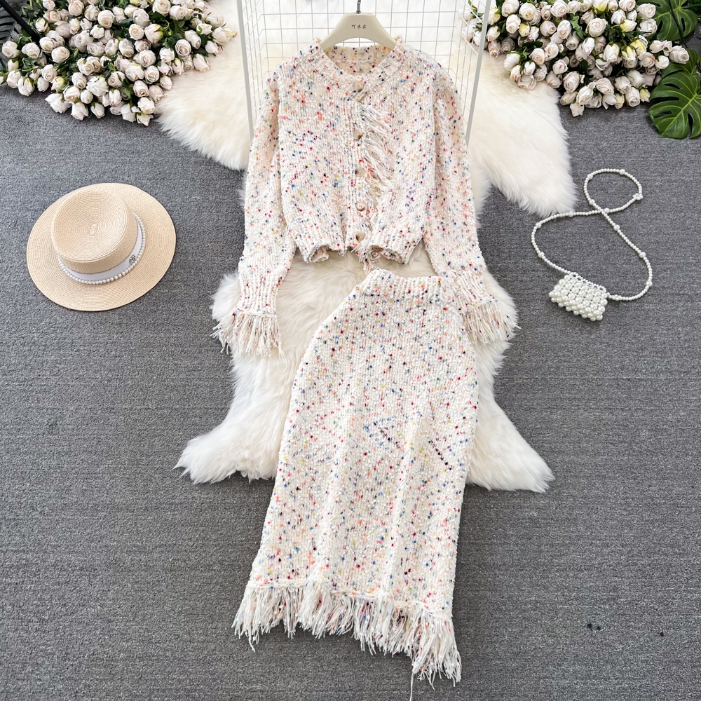 Set váy len nữ sang trọng mùa thu đông