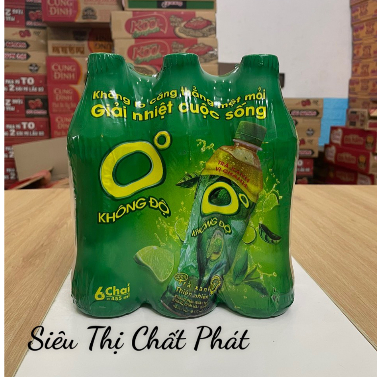 Lốc 6 chai trà xanh 0 độ hương chanh 500ml