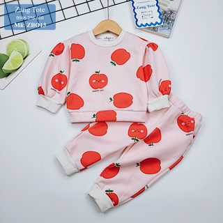 ZBO13 - Bộ nỉ bông cho bé gái chất cao cấp hình táo dâu cực đáng yêu - Zang Tote