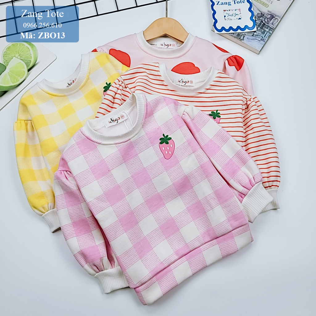 ZBO13 - Bộ nỉ bông cho bé gái chất cao cấp hình táo dâu cực đáng yêu - Zang Tote