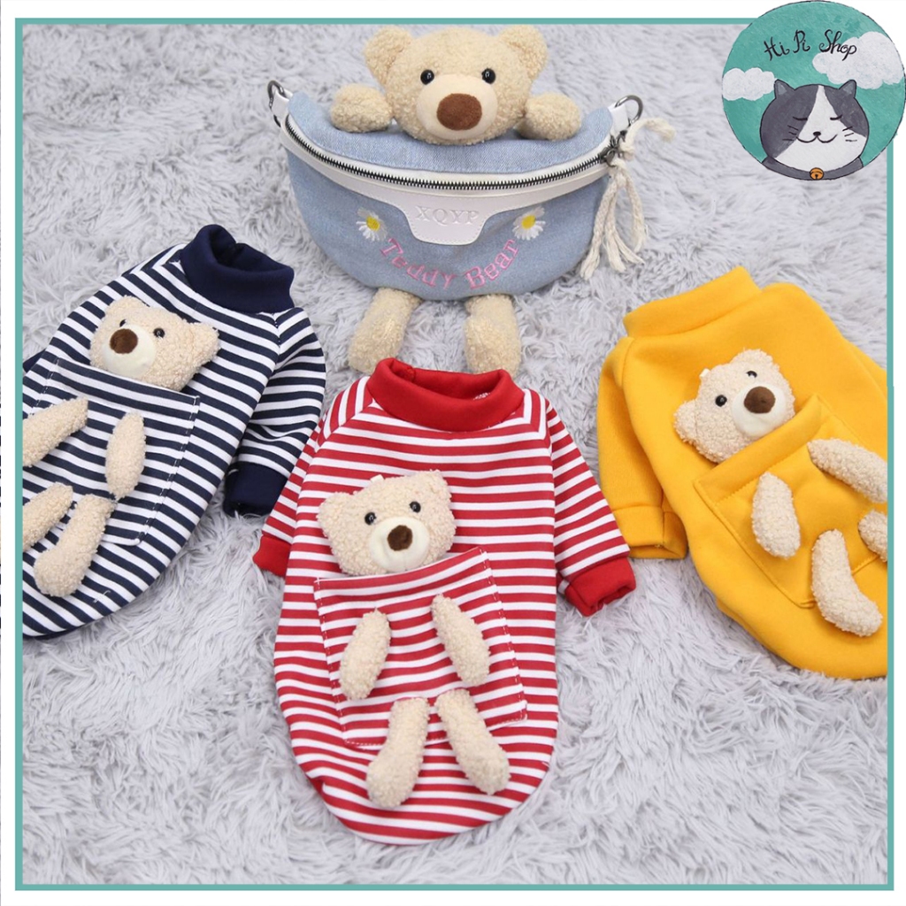 Áo Mùa Đông Gấu Bông Cho Chó Mèo Áo Thiết Kế Xinh Xắn Cho Thú Cưng