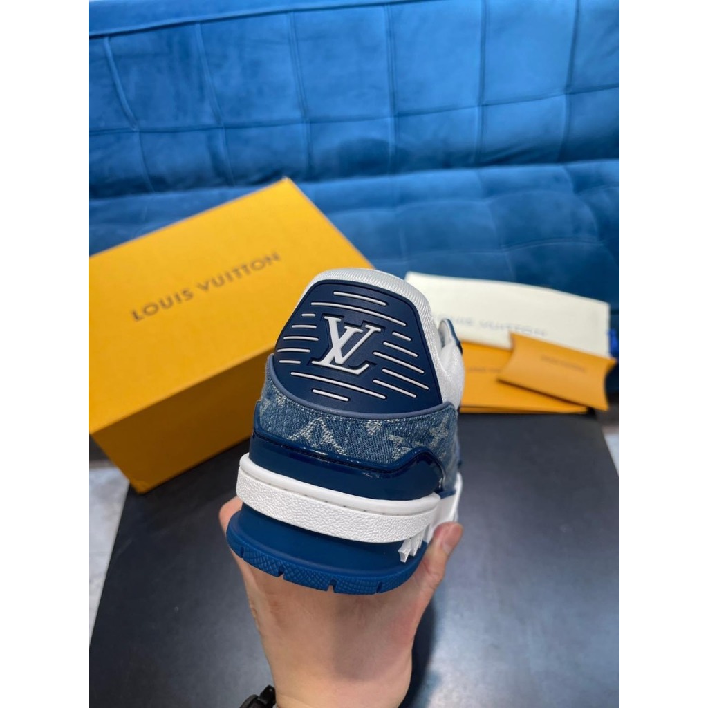 Giày thể thao Louis Vuitton xanh dương, giày sneaker lv xanh than hàng cao cấp sang trọng full full size