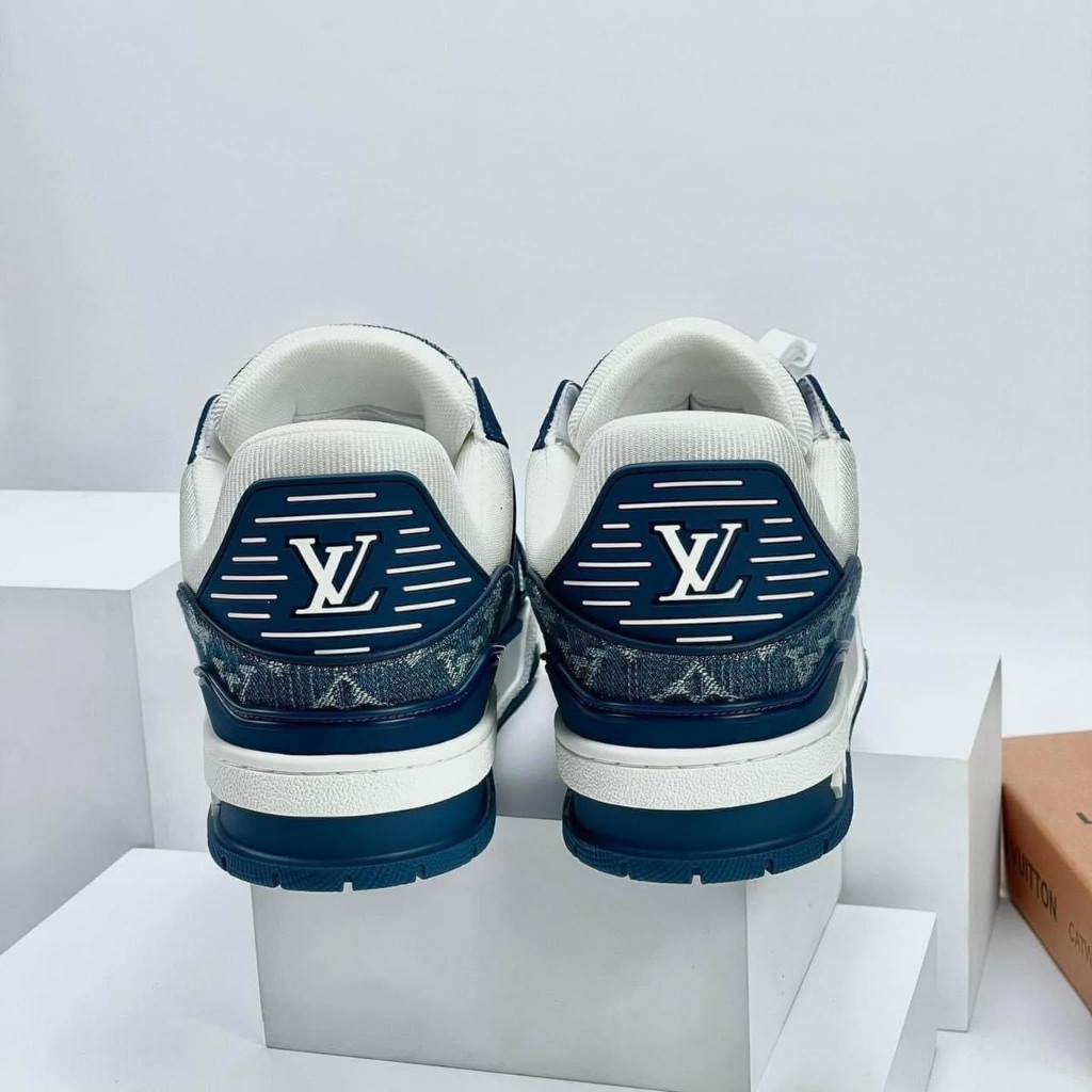 Giày thể thao Louis Vuitton xanh dương, giày sneaker lv xanh than hàng cao cấp sang trọng full full size