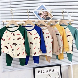 (5-15kg) Bộ Quần Áo Thu Đông Dài Tay, chất thun tăm mềm mịn, in hình spiderman cho bé trai BD121