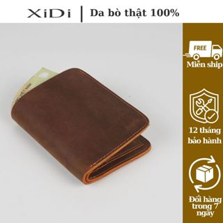  Bóp nam da bò sáp XIDI ví đứng màu nâu đậm cao cấp - VDN01_1 
