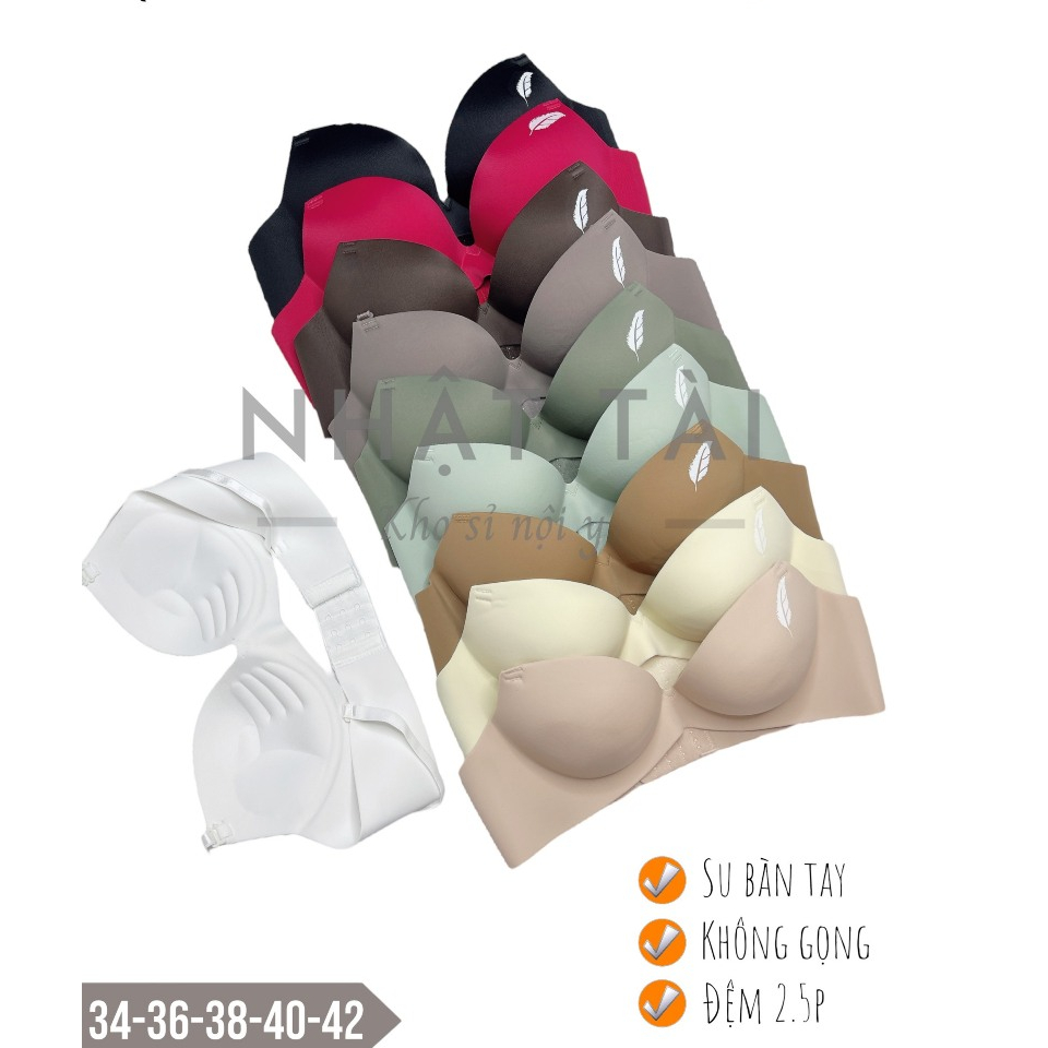 Áo ngực su bàn tay không gọng cao cấp đệm 3cm nâng ngực họa tiết lông vũ