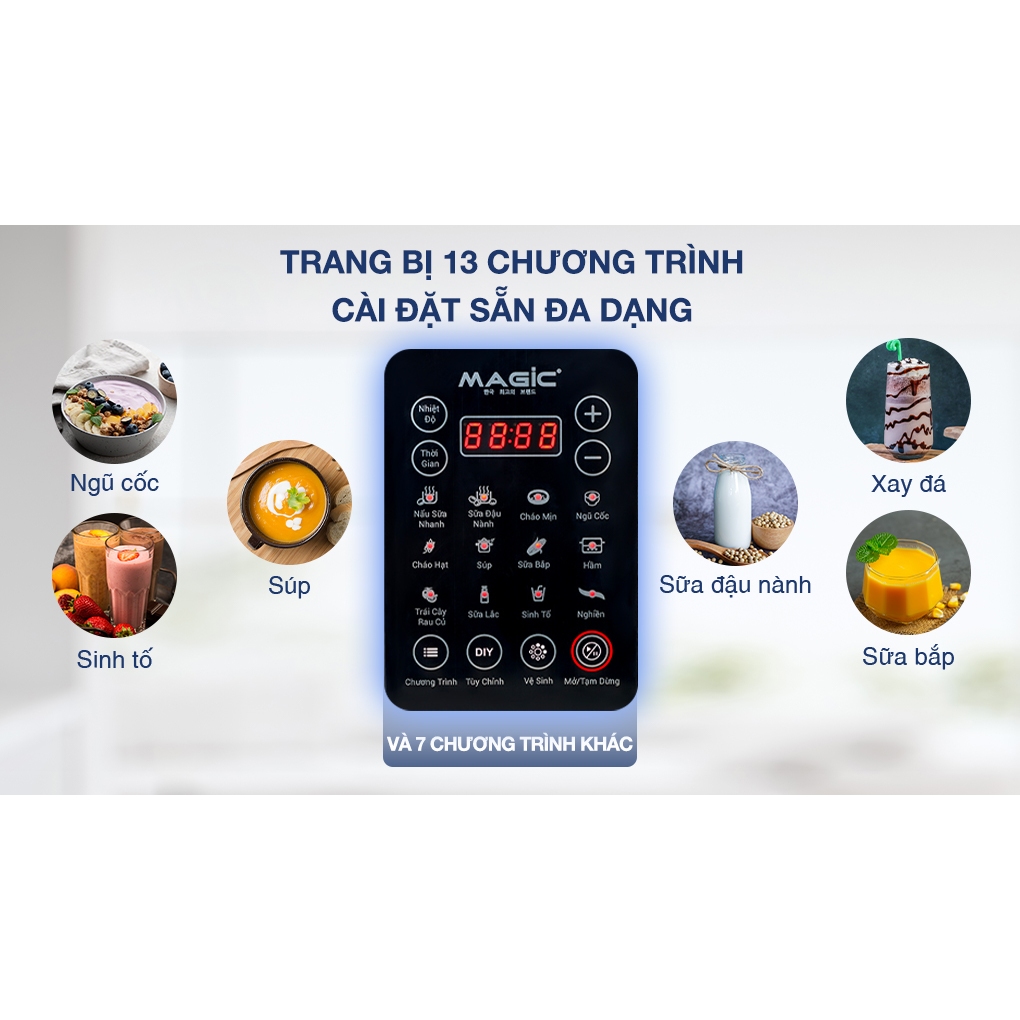 Máy làm sữa hạt đa năng Magic Korea A-96 Sliver - Hàng Chính Hàng
