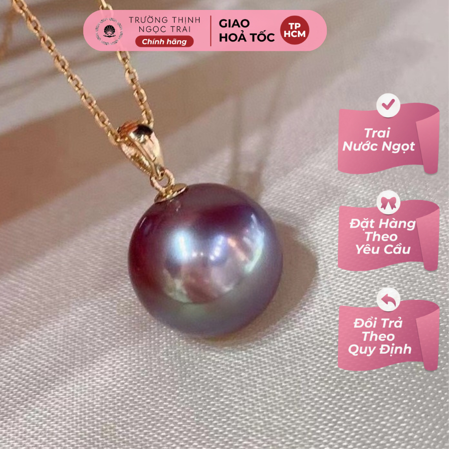 Mặt Dây Chuyền Đính Ngọc Trai 10ly Màu Tím - Ngọc Trai Trường Thịnh