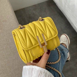 Túi đeo chéo nữ mini phối xích sắt nhựa dây đeo bằng da size 13cm SL
