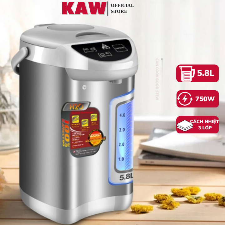 Bình Thủy Điện KAW Đun Nước Nóng Giữ Nhiệt 5.8L, Công Suất 750W, Bảo Hành 12 Tháng