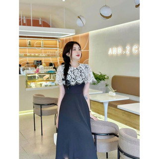 Váy tuyết mưa phối ren trùm vai