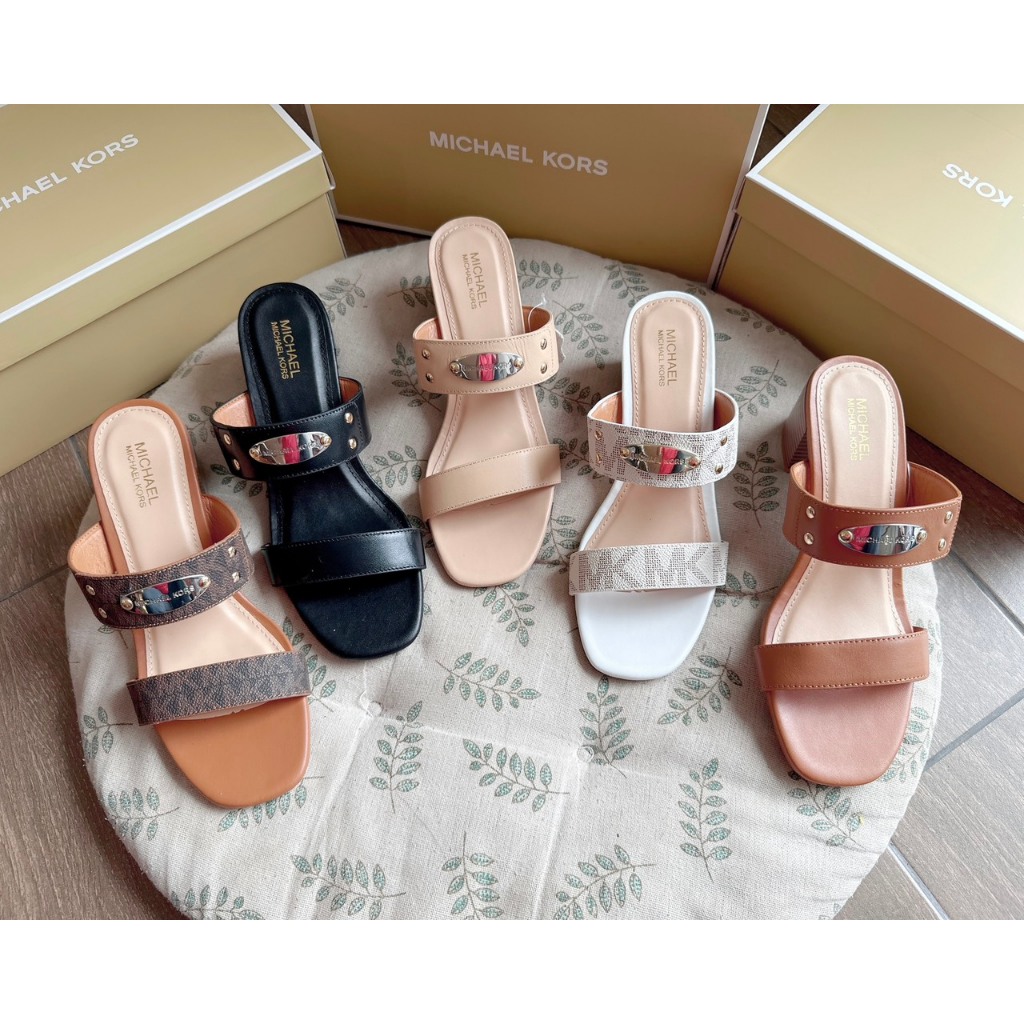 Guốc MK micheal kors plate heeld slide 5 phân full hộp