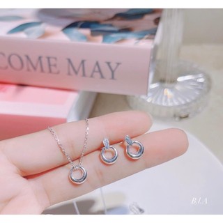 Bộ dây chuyền bông tai mặt mini, bạc ta, Tiệm Bạc Mê Ly cam kết bạc chuẩn