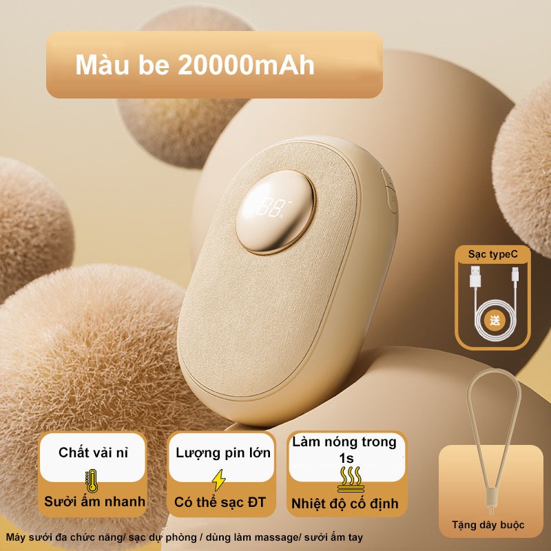 Máy sưởi mini cầm tay vải nỉ túi chườm bụng kinh nóng làm ấm phòng ngủ mùa đông thời trang