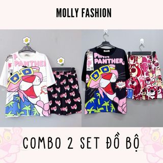 COMBO 2 Set đồ bộ hoạt hình BST 01 ❤️ Bộ mặc nhà Cartoon form rộng Freesize Unisex Molly Fashion