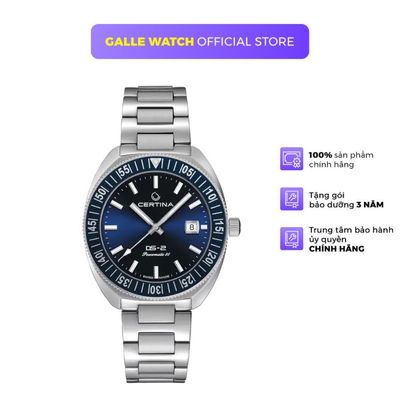 Đồng hồ cơ nam Certina C024.607.11.041.02 mặt kính Sapphire, chịu nước khủng 20 ATM, dây thép đeo tay cao cấp