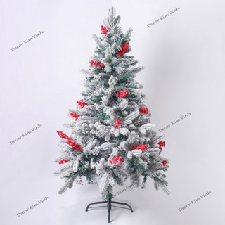Cây Thông Lá PE gắn Trái Đỏ Phủ Tuyết C20 60cm, 90cm loại tán dày rậm Cây Thông Trang Trí Noel