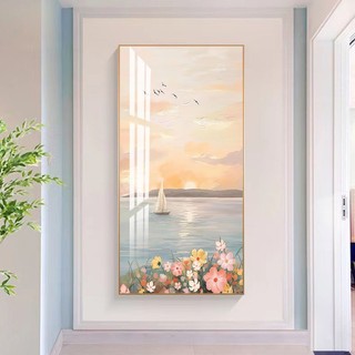 Tranh Treo Tường Tráng Gương Cao Cấp Tao Nhã Hoa Tulip Phong Cảnh Hoàng Hôn Mẫu Mới