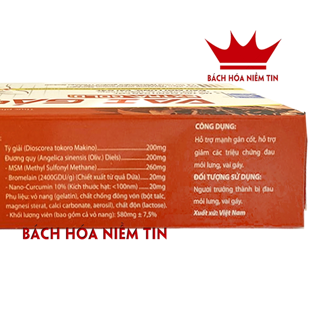 Viên Vai Gáy Extra Gold - thành phần Glucosamin giảm đau mỏi vai gáy giảm thoái hóa - hộp 30 viên