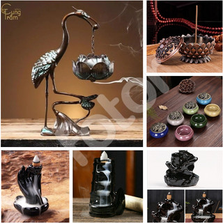 [5❤️][FREESHIP]LƯ ĐỒNG SỨ MÀU, HOA SEN, HẠC, THÁC KHÓI VẦN SEN 2 TẦNG, 4 TẦNG,  BÀN TAY - HỘP NHANG TRẦM [HCM]