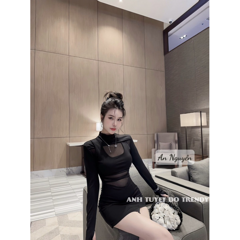 Váy body phối lưới sang chảnh