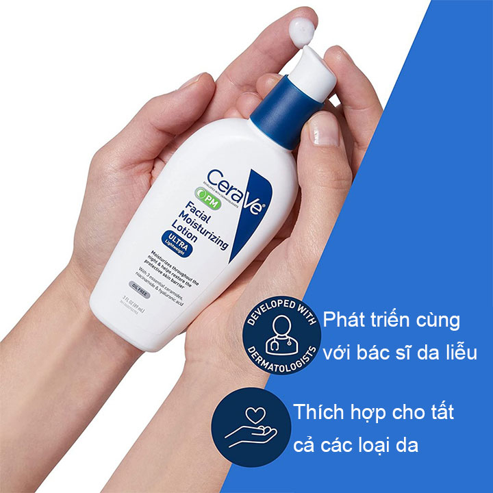 Làm trắng da CeraVe Facial Moisturizing Lotion PM 4% 89ML Kem dưỡng da phục hồi ban đêm