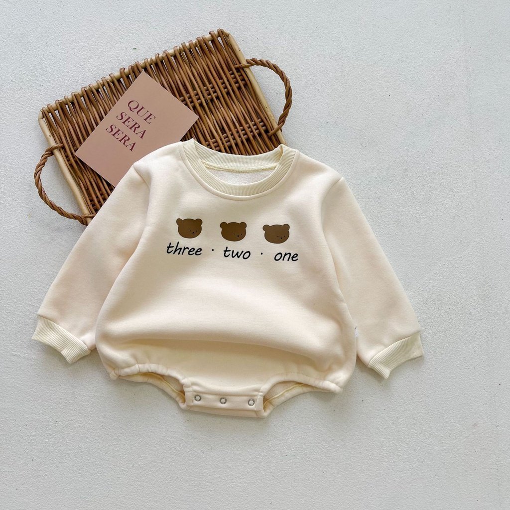 Áo liền quần bé gái nhồi bông, hình 3 chú gấu mùa đông cho bé từ 4-10kg BÌNH MINH SHOP