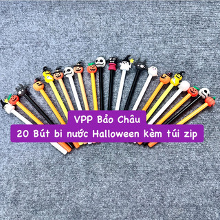  SET 20C BÚT BI NƯỚC HALLOWEEN MÀU TÍM,XANH KÈM TÚI 