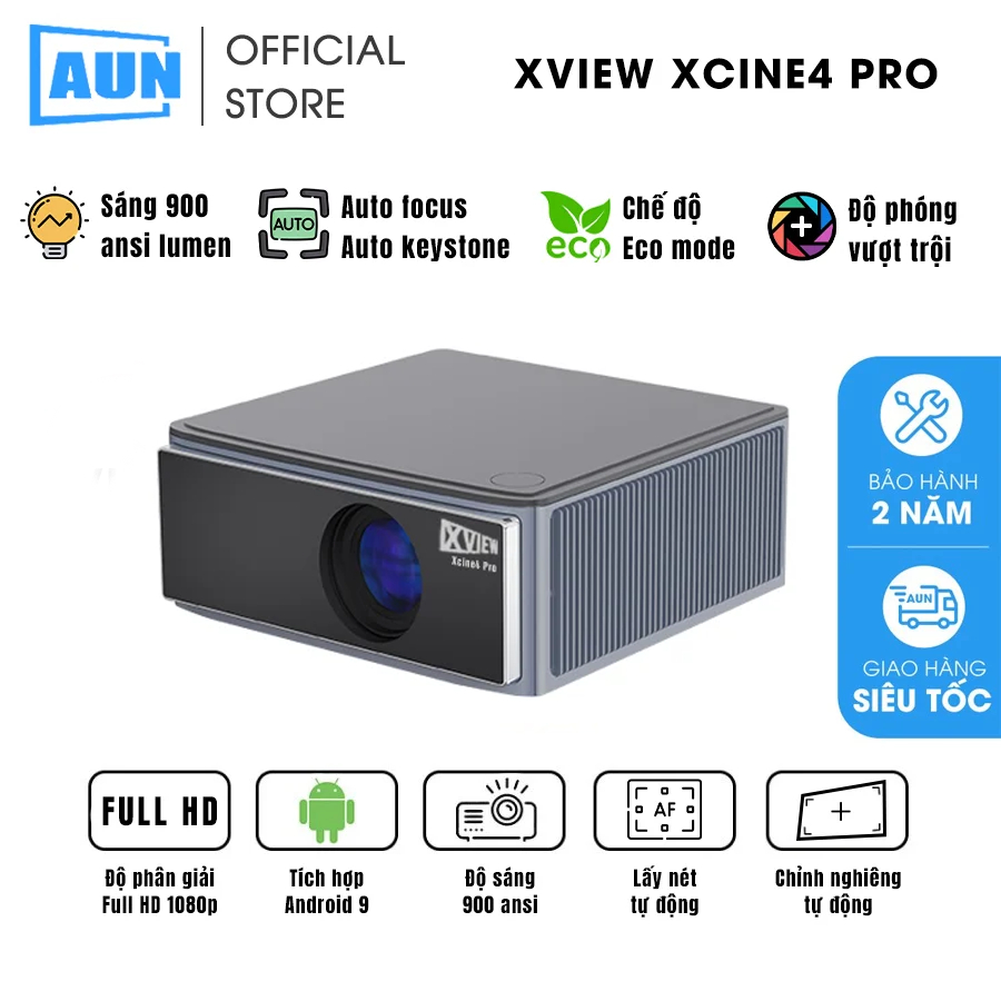 Máy chiếu thông minh Aun Xview Xcine4 pro/tự động lấy nét/tự động khung hình/giảm mờ viền hình ảnh sắc nét