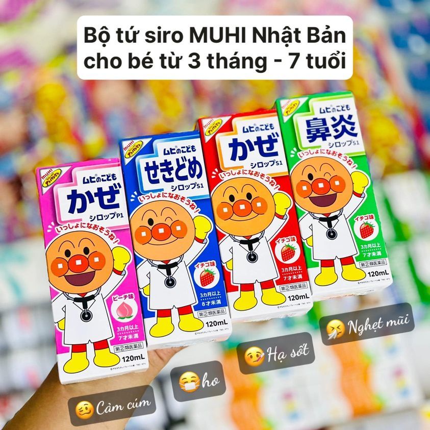 Siro Muhi giảm ho, hạ sốt, viêm mũi, cảm cúm, cảm lạnh cho bé Nhật Bản