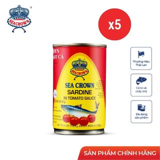 Combo 5 lon Cá Trích Sea Crown sốt cà