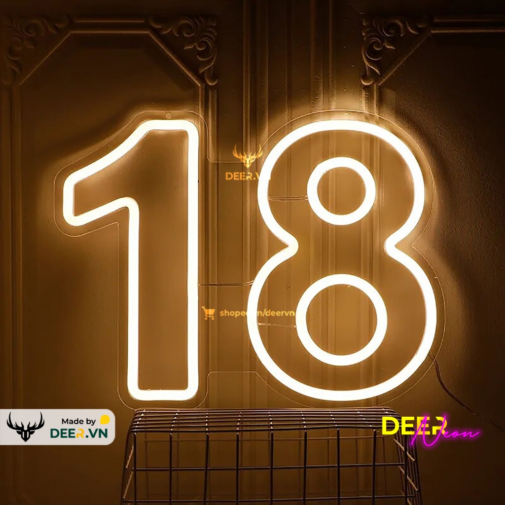 DEER - Đèn Led Neon Hình Số Trang Trí Sinh Nhật Sự Kiện - Màu Sắc Theo Yêu Cầu
