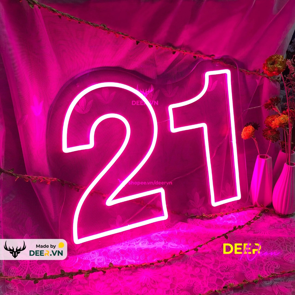 DEER - Đèn Led Neon Hình Số Trang Trí Sinh Nhật Sự Kiện - Màu Sắc Theo Yêu Cầu