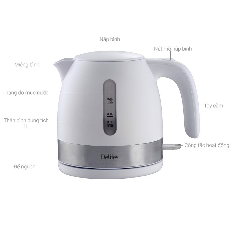 Bình đun siêu tốc Delites 1 lít ST10P01