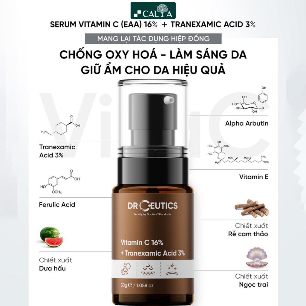 Tinh Chất Serum DrCeutics Vitamin C Ngăn Ngừa Lão Hóa Và Làm Sáng Da - DrCeutics Vitamin C 16% Và Tranexamic Acid 3% 30g