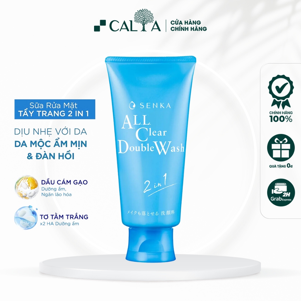 Sữa Rửa Mặt Senka 2 In 1 Làm Sạch Sâu, Cấp Ẩm Cho Da - SENKA All Clear Double Wash 120g