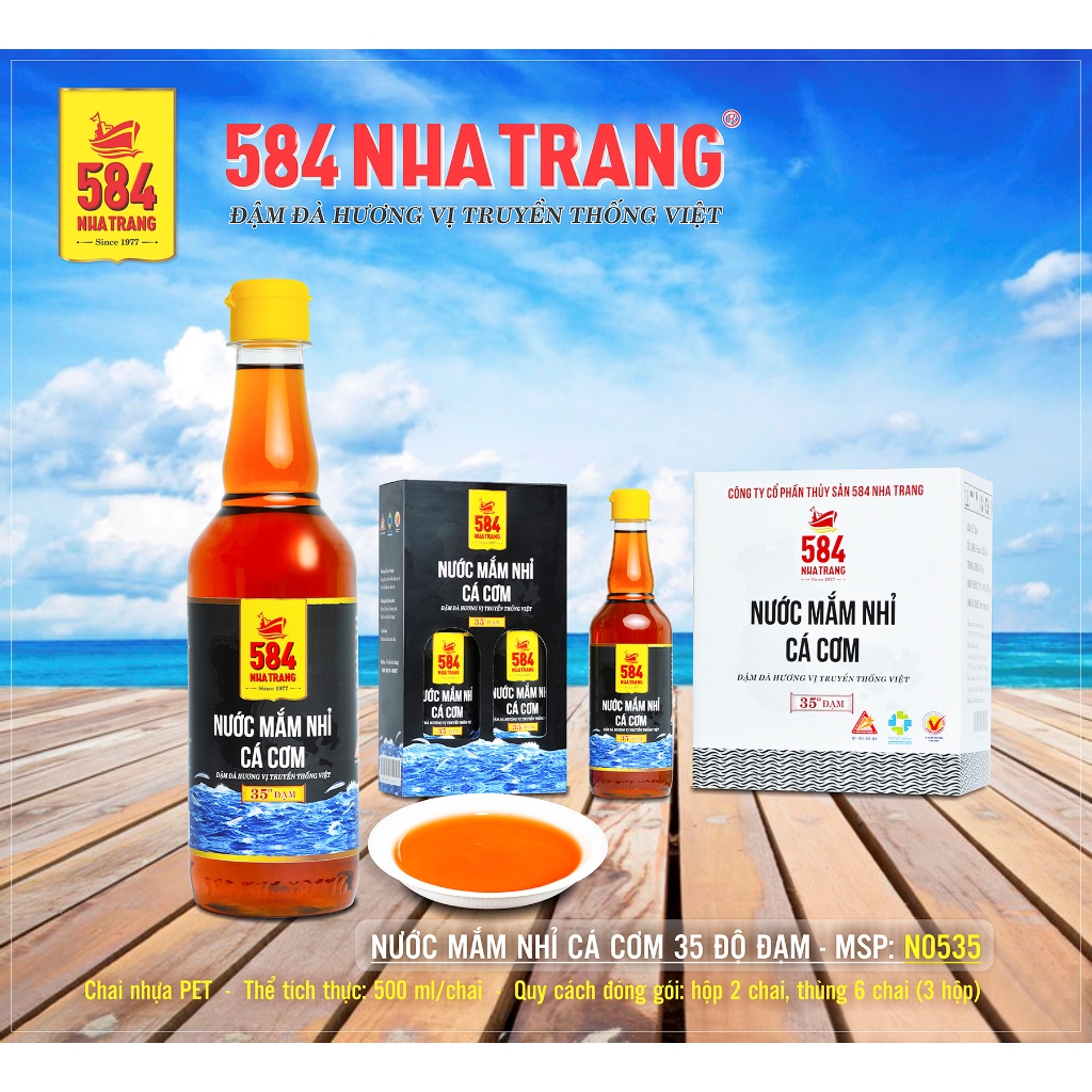 Nước Mắm Nhỉ Cá Cơm 584 Nha Trang - Chai Nhựa 500ml - 35 Độ Đạm