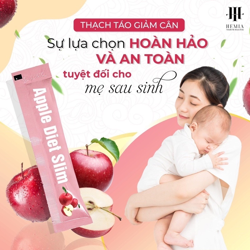 Thạch Giảm Cân Hemia Chính Hãng Thạch Táo Giảm Cân Apple Diet Slim Hộp 10 gói