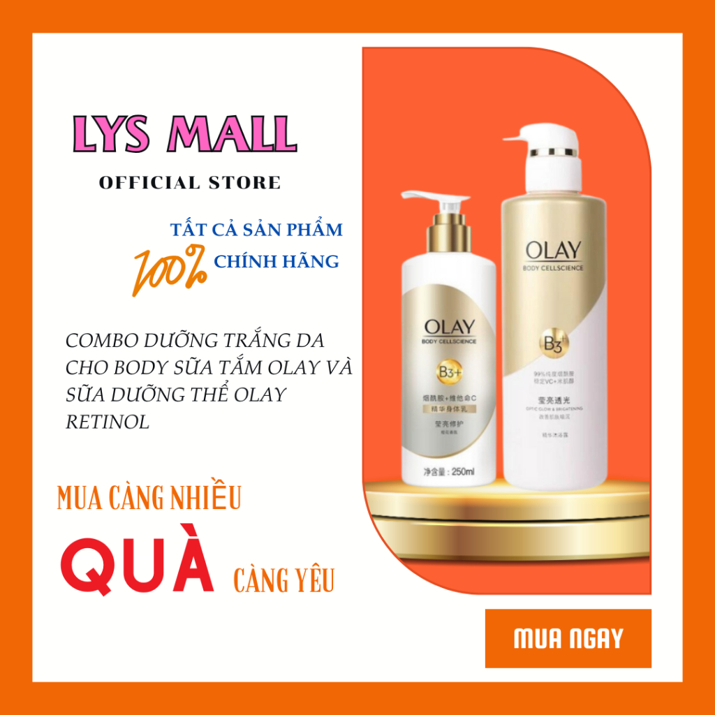 Sữa Tắm OLAY B3 + Vitamin C và Sữa Dưỡng Thể Olay Retinol