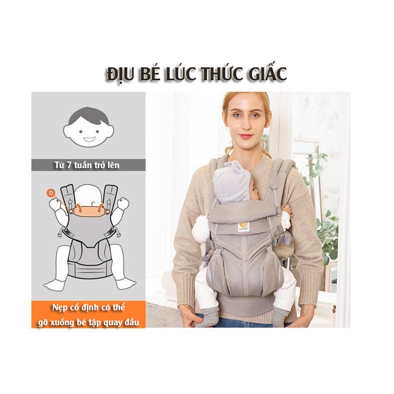Địu trợ lực #𝐄𝐫𝐠𝐨𝐛𝐚𝐛𝐲_𝐎𝐦𝐧𝐢_𝟑𝟔𝟎 4 tư thế địu cho bé sơ sinh, 2 cách địu dành cho người nhỏ nhắn hoặc cao lớn