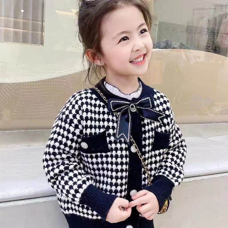 Set Dạ Kẻ Áo Khoác Mix Chân Váy Bé gái Sang Chảnh Có Ảnh Thật Kèm Video