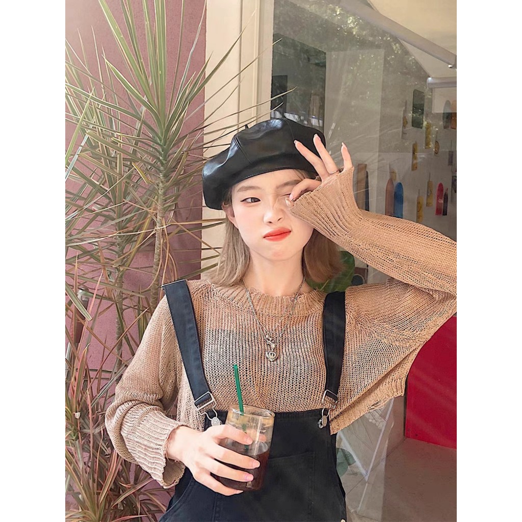 Mũ Nồi Bằng Da Pu Phong Cách Nhật Bản Thời Trang Cho Nữ